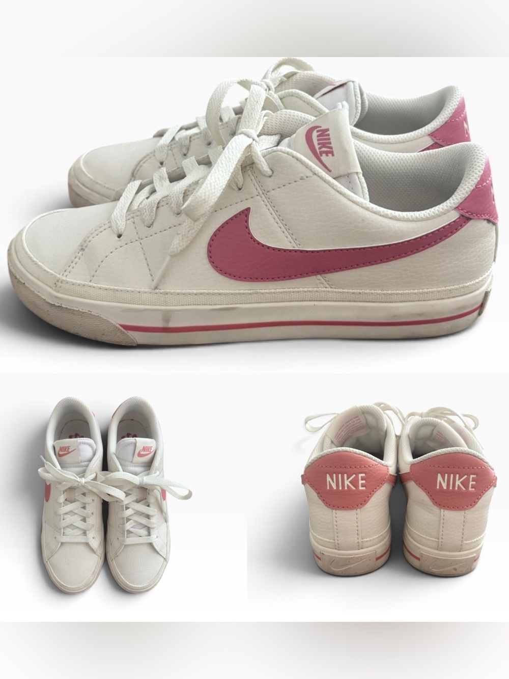 Nike Pink and White Court Legacy Sneakers - Sz 8